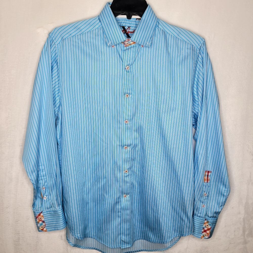 Robert Graham X Collection Striped Flip Cuff Button Down Shirt Size Medium